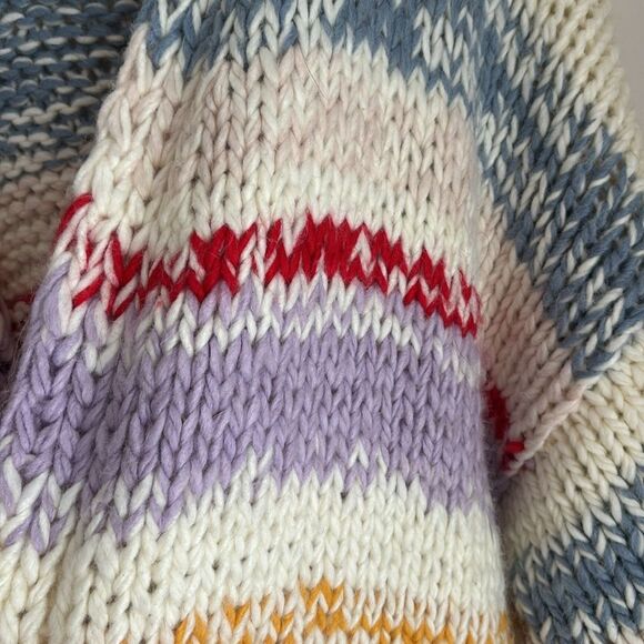 Anthropologie Grazia Chunky Striped Cardigan Sweater Size XS/S Colorful Knit EUC - Picture 8 of 13